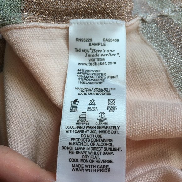 Ted Baker metallic pink silver stripe frill sweater top blouse size 2 nwot - Picture 4 of 6